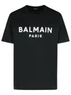 Balmain Black Crewneck T-shirt With Logo Lettering On The Front In Cotton Man