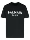 Balmain Black Crewneck T-shirt With Logo Lettering On The Front In Black