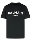 Balmain Logo Embossed Cotton T Shirt In Black