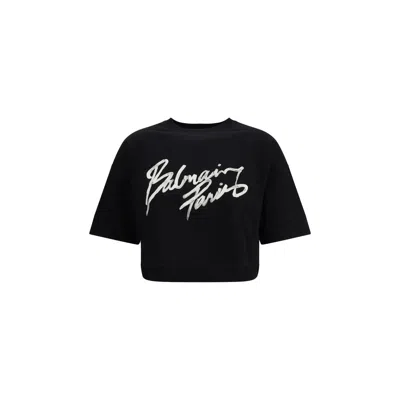 Balmain Black Cotton T-shirt