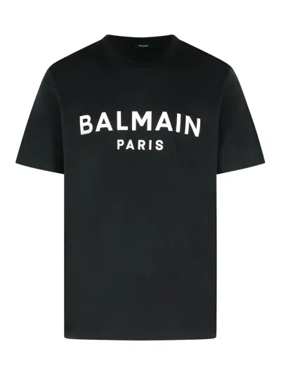 BALMAIN BLACK COTTON T-SHIRT