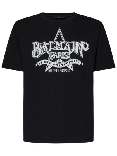 BALMAIN BLACK COTTON T-SHIRT