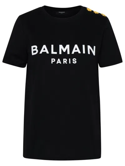 BALMAIN BALMAIN BLACK COTTON T-SHIRT
