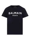 Balmain Black Cotton T-shirt For Children  In Black