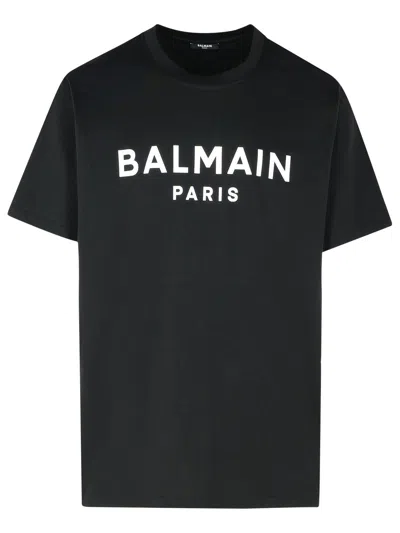 BALMAIN BALMAIN BLACK COTTON T-SHIRT MEN