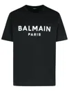 Balmain Black Crewneck T-shirt With Logo Lettering On The Front In Cotton Man