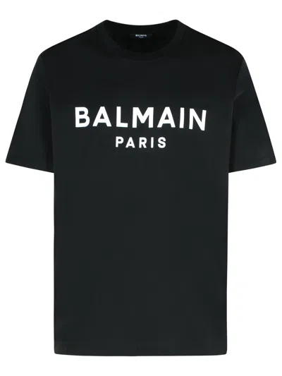 BALMAIN BALMAIN BLACK COTTON T-SHIRT MEN