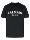 Balmain Logo Embossed Cotton T Shirt In Black