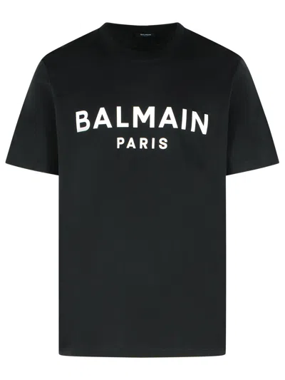 BALMAIN BALMAIN BLACK COTTON T-SHIRT MEN