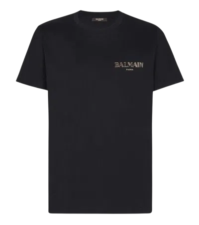 BALMAIN MEN BLACK COTTON T-SHIRT