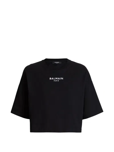 BALMAIN BALMAIN BLACK COTTON T-SHIRT