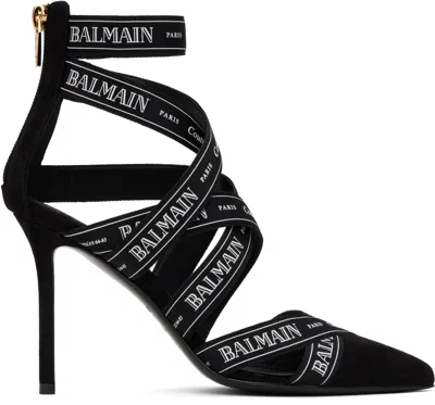 BALMAIN BLACK COUTURE SUEDE HEELS