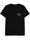 Balmain Couture Label Round Neck Slim Fit T-shirt In Black