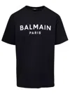Balmain Black Crewneck T-shirt With Logo Lettering On The Front In Cotton Man