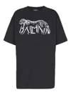 Balmain Leopard Print Cotton T-shirt In Black