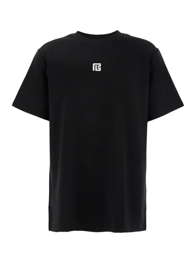 Balmain Logo Embroidered Crewneck T-shirt In Black