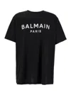 Balmain Black Crewneck T-shirt With Logo Lettering On The Front In Cotton Man