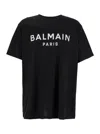 Balmain Black Crewneck T-shirt With Logo Lettering On The Front In Black