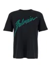 Balmain Black Crewneck T-shirt With Logo Lettering Print On The Front In Cotton Man In Black