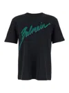 Balmain Black Crewneck T-shirt With Logo Lettering Print On The Front In Cotton Man