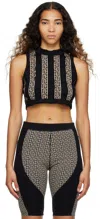 Balmain Monogram Stripe Wool Blend Crop Top In Gfe Ivoire/noir