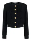 BALMAIN BLACK CROP CARDIGAN