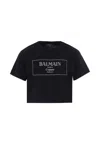 Balmain Black Crop T-shirt For Girl With Logo In Black