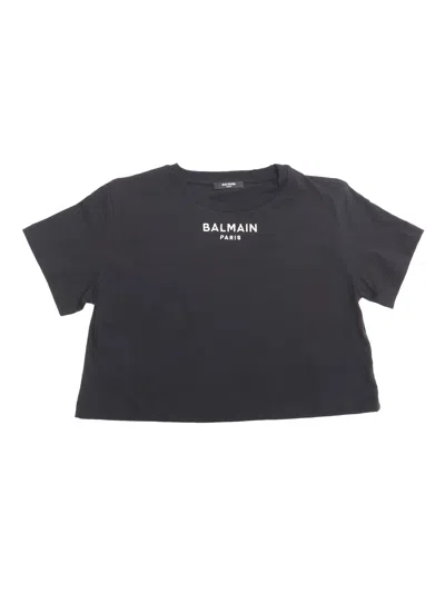 Balmain Kids' Black Cropped T-shirt