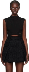 Balmain Black Cropped Tank Top In 0pa Noir