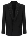 Balmain Crystal Blazer Single Breasted Tailored Jacket In Black