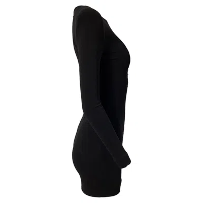 Balmain Black Crystal Star-encrusted Mini Dress In Black Viscose