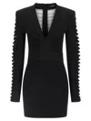 Balmain V-neckline Dress With Fitted Waist And Sleeves In Black