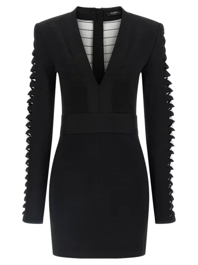 BALMAIN BLACK CUT-OUT DRESS