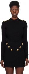 Balmain Lion-buttons Open-back Bodysuit In 0pa Noir