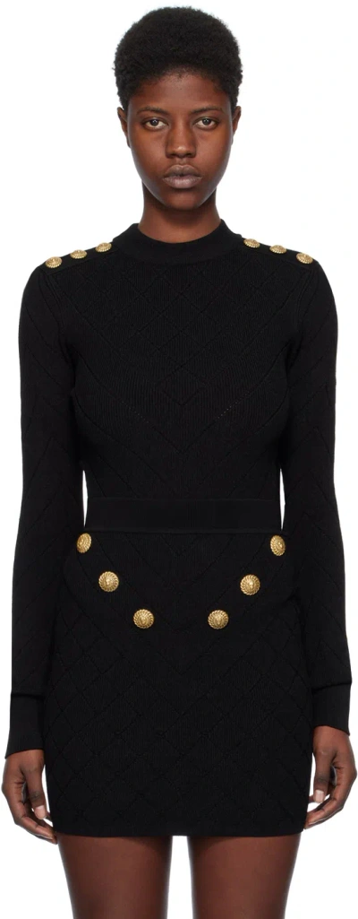 BALMAIN BLACK CUTOUT BODYSUIT