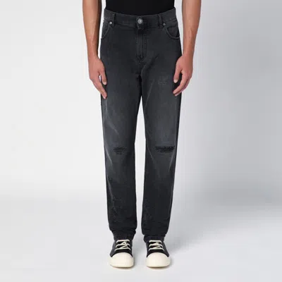 Balmain Black Denim Jeans With Wear Men