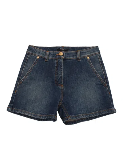 Balmain Black Denim Shorts