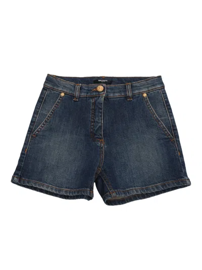 Balmain Kids' Denim Shorts In Blue