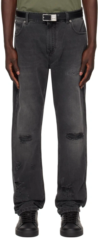 Balmain Black Destroyed Jeans In 0pc Noir