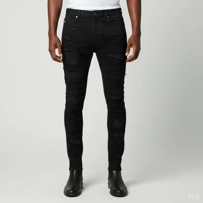 Pre-owned Balmain Black Distressed Denim Skinny Jeans M/waist 34"