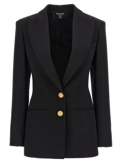 BALMAIN BLACK DOUBLE-BREASTED BLAZER