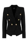 Balmain Wool Blazer With Flap Pockets And Gold-tone Buttons In Black