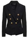 Balmain Double-breasted Black Jacket In Black