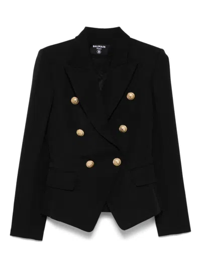 Balmain Black Double-breasted Wool Blazer