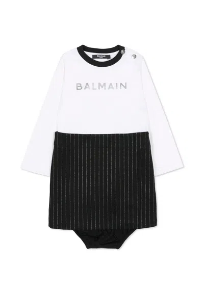 Balmain Black Dress For Baby Girl With Logo