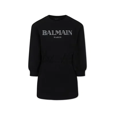 Balmain Kids' Black Dress For Girl With Logo