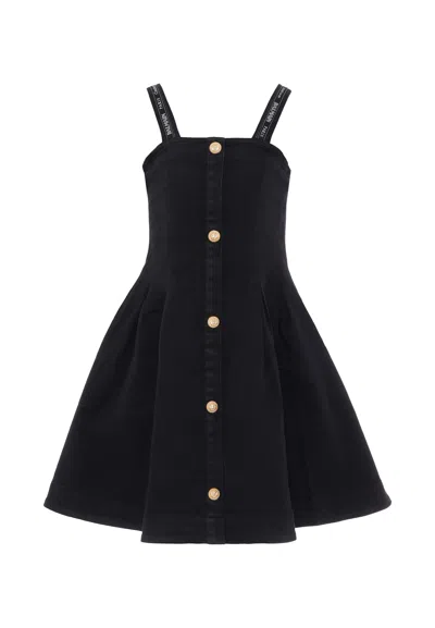BALMAIN BLACK DRESS FOR GIRL WITH LOGO