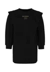 Balmain Ruffled-detail Logo Dress In Black