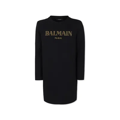 Balmain Kids' Black Dress For Girl With Logo