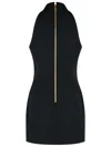Balmain Black Dress With Pointed Collar And Logo Buttons On The Front In Wool Woman